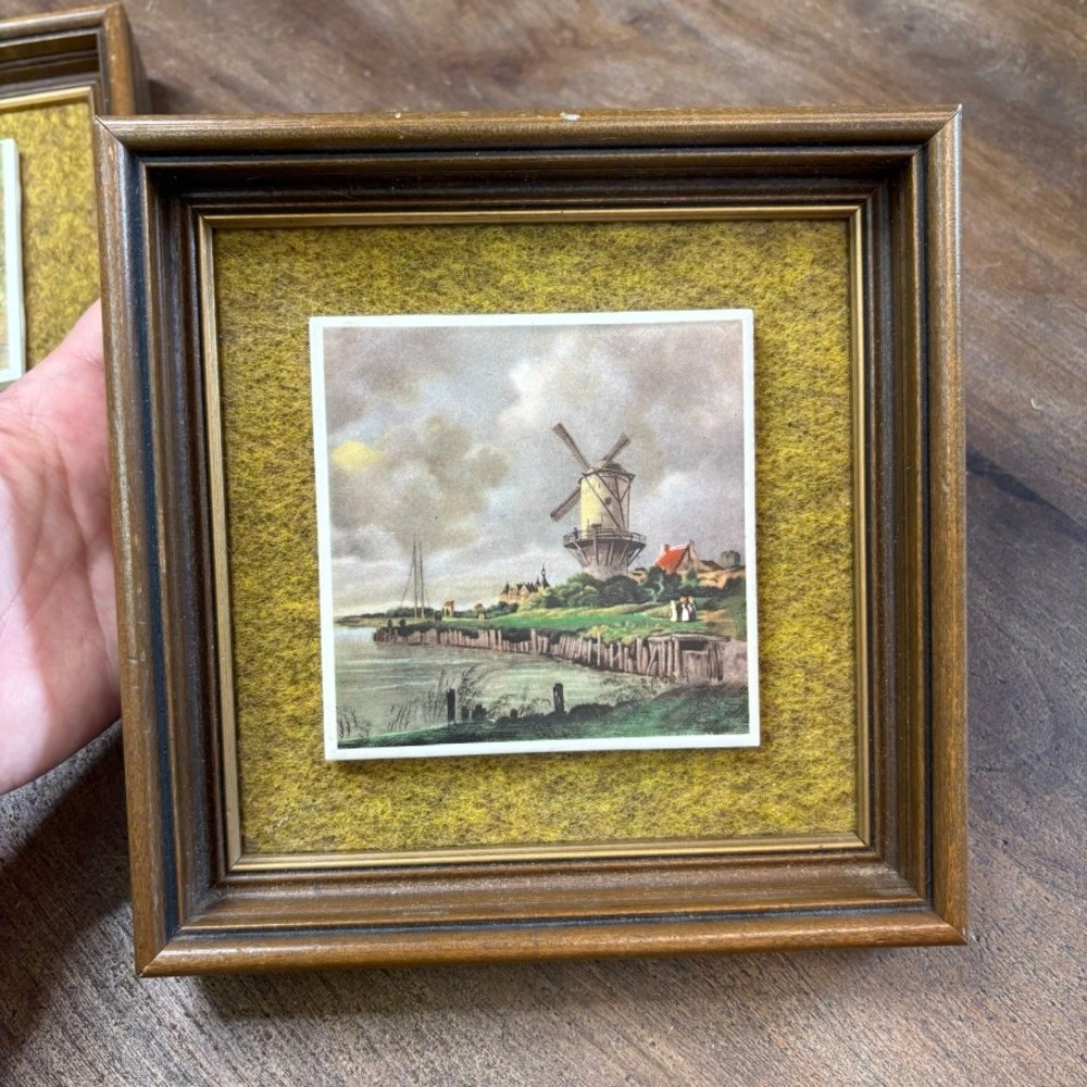 Vintage Framed Dutch Delft Tiles Wall Art Home Decor Landscape Country Cottage - Picture 2 of 12